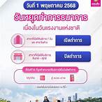 วันแรงงานไปรษณีย์หยุดไหม 2562